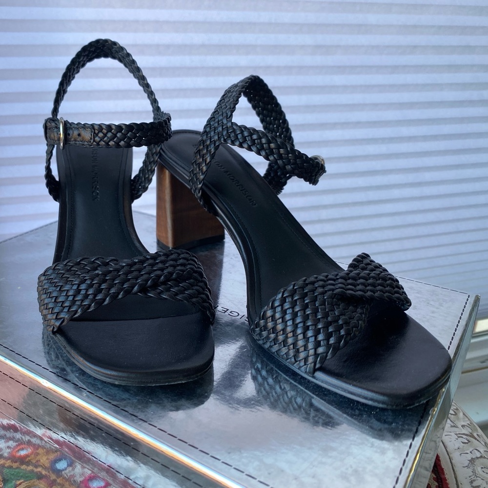 Sigerson Morrison black woven leather sandal - 37.5